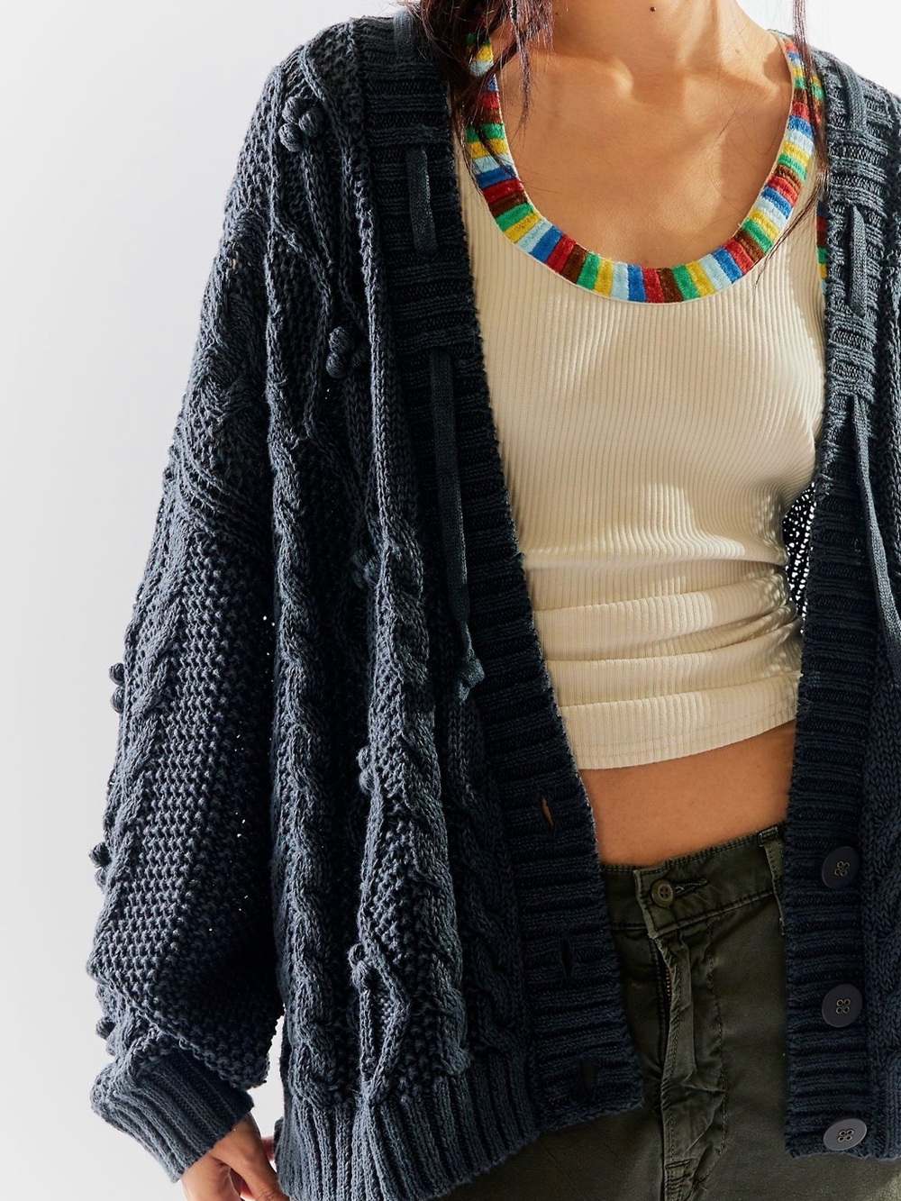 We The Free Perfect Peach Cardi Navy
